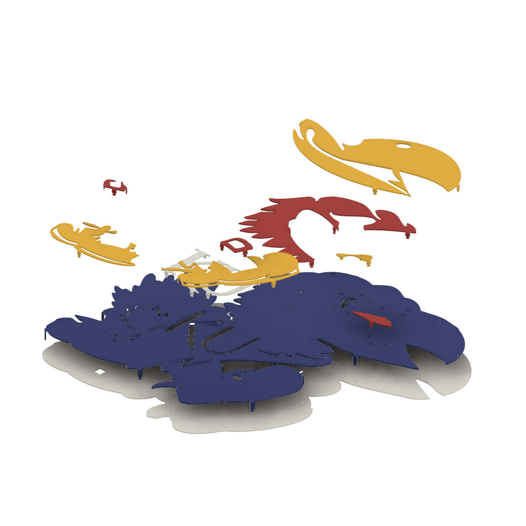 2005 Jayhawk Metal Wall Art: University of Kansas - Render Exploded