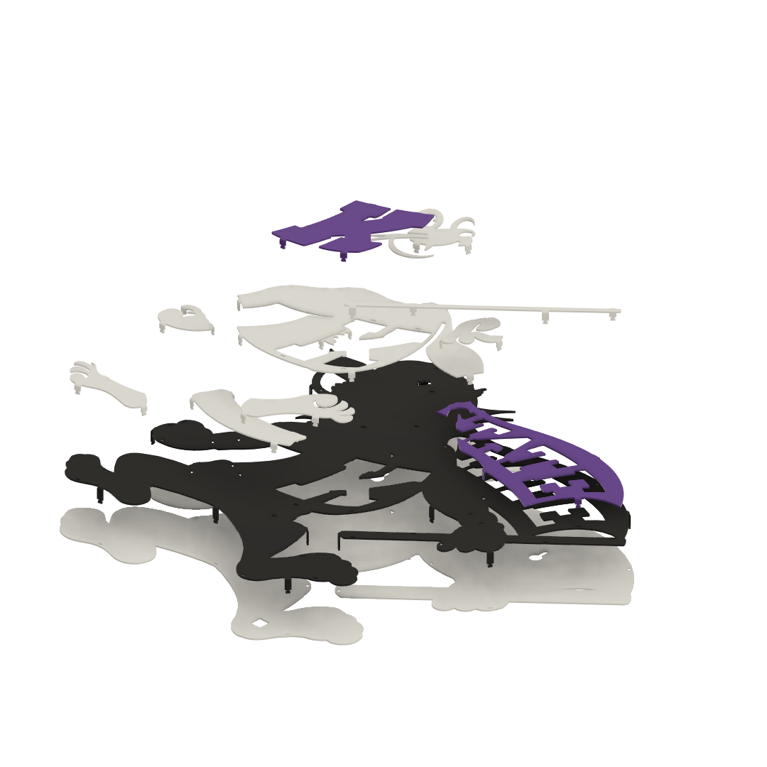 Flag Willie Metal Wall Art: Kansas State University - Render Exploded