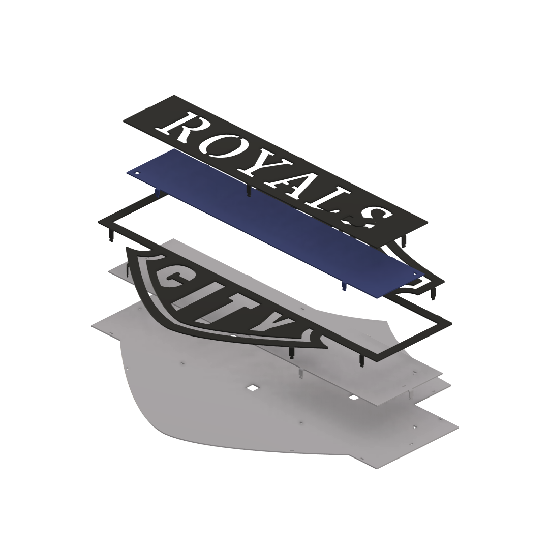 Royals Biker Themed Metal Wall Art: Kansas City Royals - Render Exploded