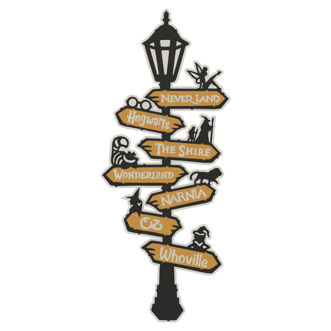 Magical Destinations Fantasy Worlds LED Signpost Art
