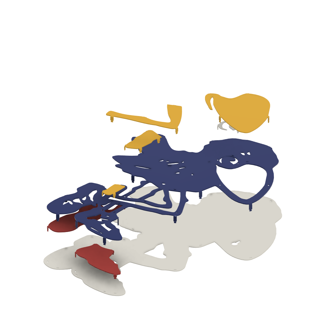 1912 Jayhawk Metal Wall Art: University of Kansas - Render Exploded