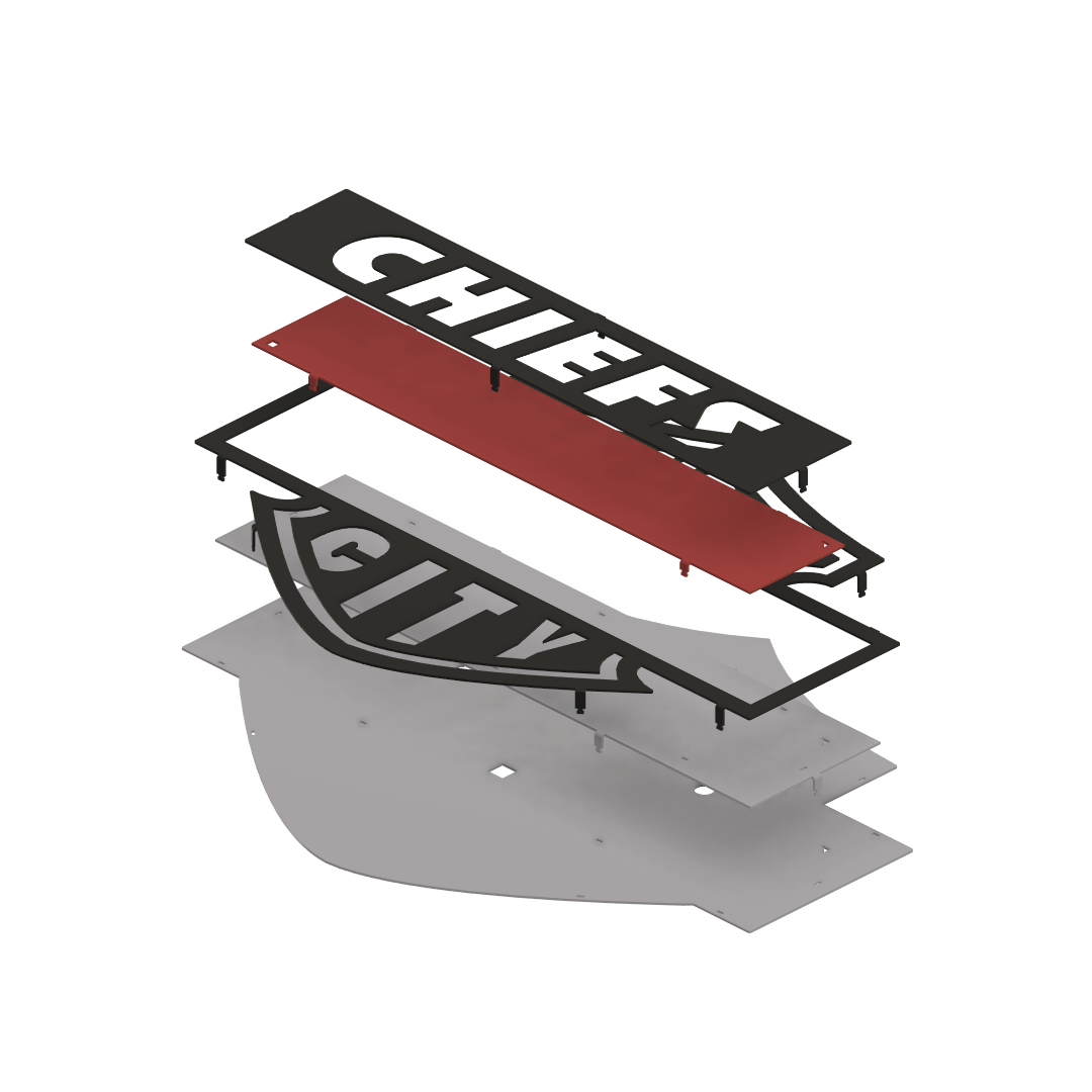 Chiefs Harley Metal Wall Art: Kansas City Chiefs - Lit - Render Exploded