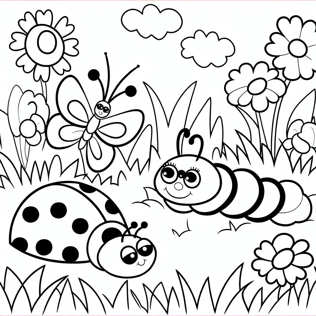 Backyard Bugs Coloring Sheet