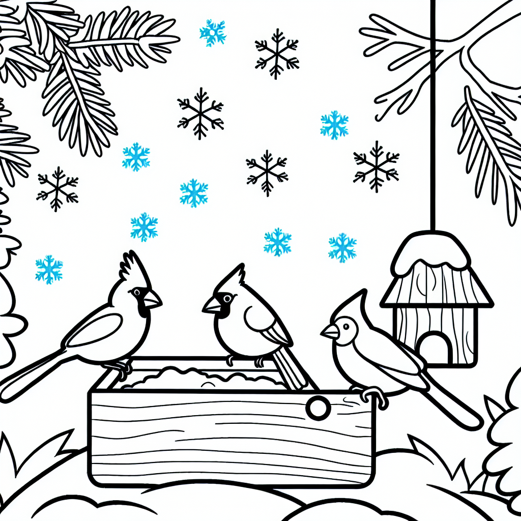 Winter Birds Coloring Sheet