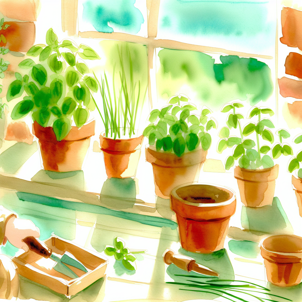 Herb Windowsill Garden: Fresh Basil, Mint, and Chives All Winter Long